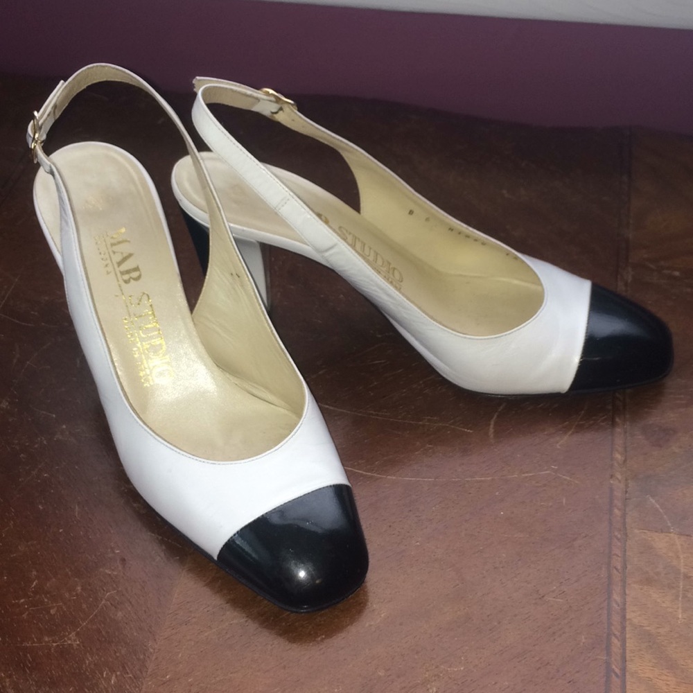 Black and White Leather Patent heels